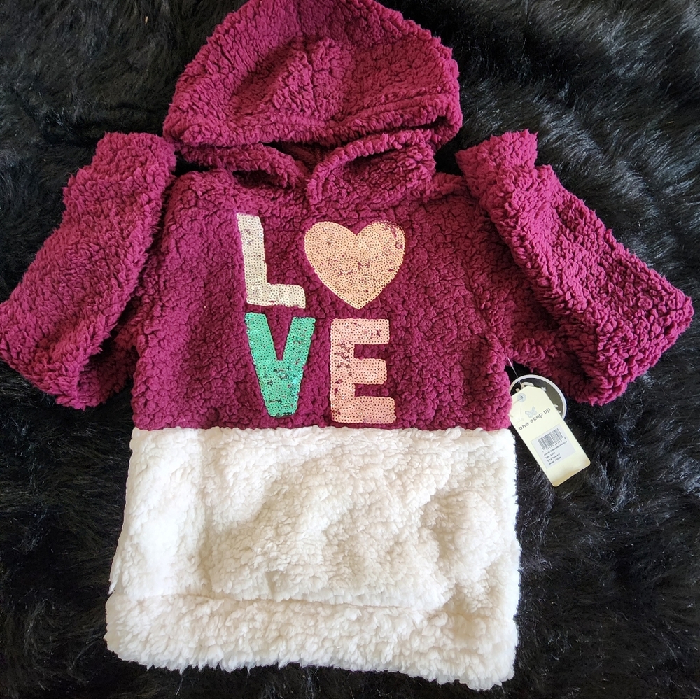 One Step Up Burgundy Sherpa Hoodie